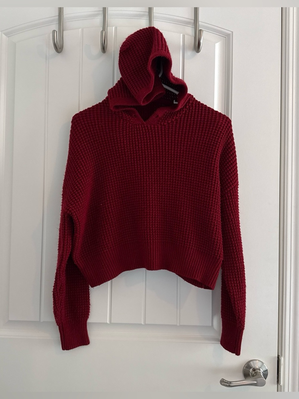 Women’s Red Waffle Knit Hoodie